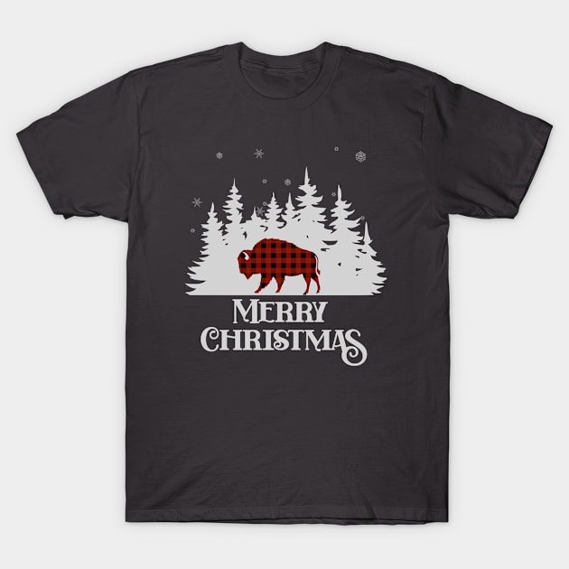 Buffalo Plaid Merry Christmas T-Shirt by RKP'sTees